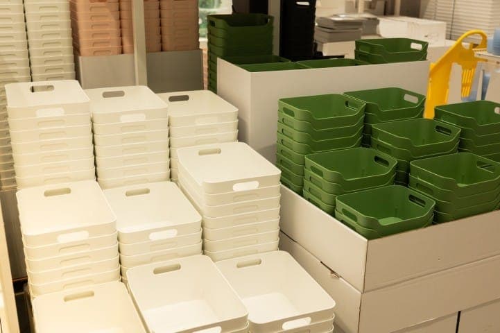 Custom color-coded plastic storage bins